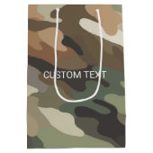 Camouflagepatroon met aangepaste tekst middelgrote medium cadeauzakje (Achterkant)
