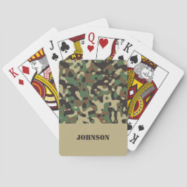 Camouflagepatroon met eigen naam pokerkaarten