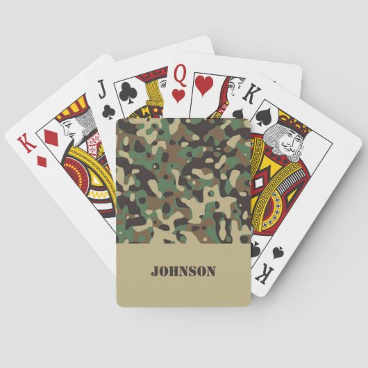 Camouflagepatroon met eigen naam pokerkaarten (Achterkant)