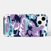 Camouflagepatroon - Paars Marineblauw Wit iPhone Hoesje (Achterkant horizontaal)