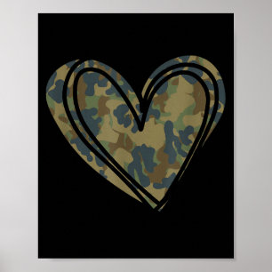 Camouflageprint Harten Valentijnsdag Poster