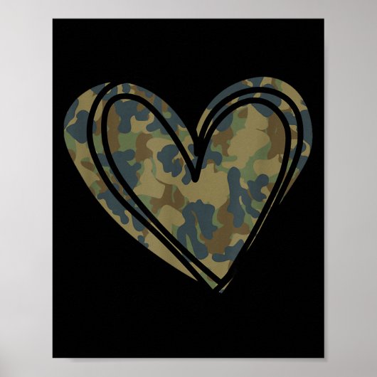 Camouflageprint Harten Valentijnsdag Poster (Voorkant)