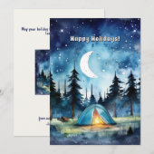 Camp Adventure Starry Pine Tree Kerstvakantie Feestdagenkaart (Voorkant / Achterkant)
