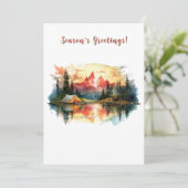 Camp Adventure Sunset Pine Tree Kerstvakantie Feestdagenkaart (Staand voorkant)