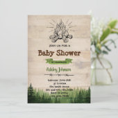 Camp baby shower party call kaart (Staand voorkant)