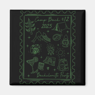 Camp Bach 2025 Team Bride Retro Camping Bacheloret Magneet