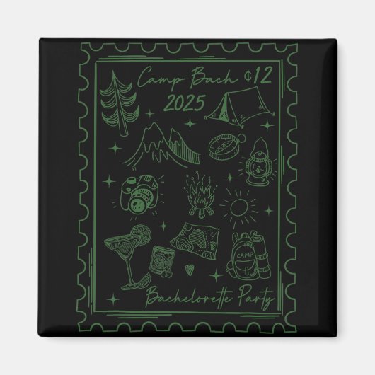 Camp Bach 2025 Team Bride Retro Camping Bacheloret Magneet (Voorkant)