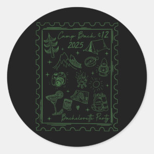 Camp Bach 2025 Team Bruid Retro Camping Bacheloret Ronde Sticker