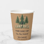 Camp Bach Bachelorette Rustieke Tent Party Custom Papieren Bekers (Achterkant)