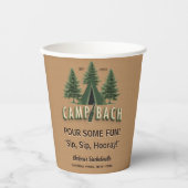 Camp Bach Bachelorette Rustieke Tent Party Custom Papieren Bekers (Voorkant)