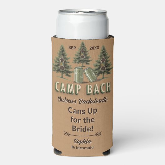 Camp Bach Bride Crew Drink Sleeve Naam en rol toev Seltzer Blikjeskoeler (Seltzer Voorkant)