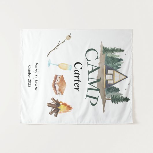 Camp Bachelor Bachelorette Wandkleed (Voorkant (horizontaal))