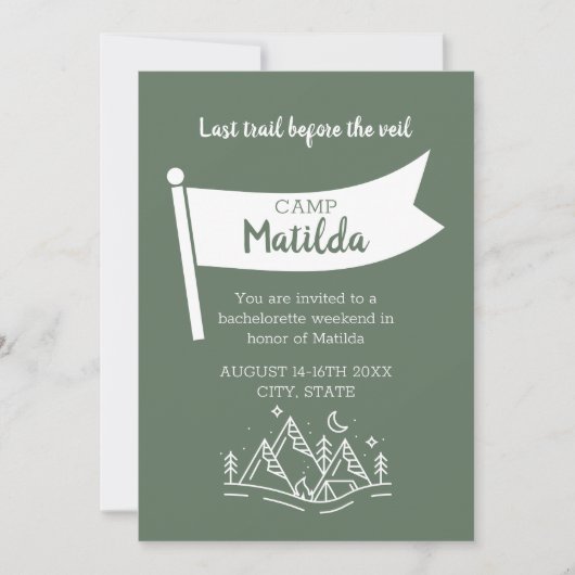 Camp Bachelorette Bos Groene Weekend Route Kaart (Voorkant)