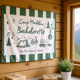 Camp Bachelorette Camping Hand getrokken groen Wel Wandkleed