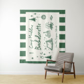 Camp Bachelorette Camping Hand getrokken groen Wel Wandkleed (In situ)