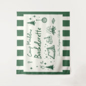 Camp Bachelorette Camping Hand getrokken groen Wel Wandkleed (Voorkant)