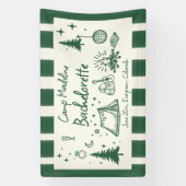 Camp Bachelorette Camping Hand getrokken groene st Spandoek (Verticaal)