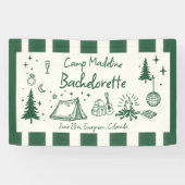 Camp Bachelorette Camping Hand getrokken groene st Spandoek (Horizontaal)