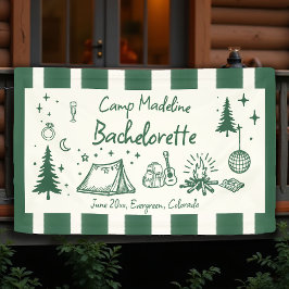 Camp Bachelorette Camping Hand getrokken groene st Spandoek