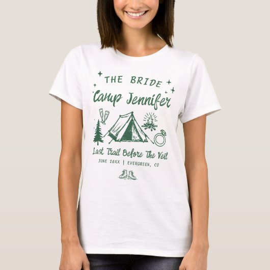 Camp Bachelorette Camping Hand getrokken matching T-shirt (Voorkant)