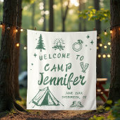 Camp Bachelorette Camping Welkom Groene Hand getro Wandkleed