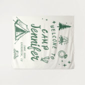 Camp Bachelorette Camping Welkom Groene Hand getro Wandkleed (Voorkant (horizontaal))