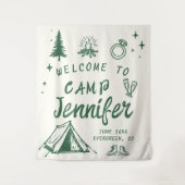 Camp Bachelorette Camping Welkom Groene Hand getro Wandkleed (Voorkant)