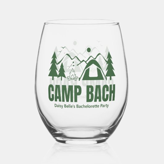 Camp Bachelorette Green Drinkware Set Wijnglas Zonder Voet (Voorkant)