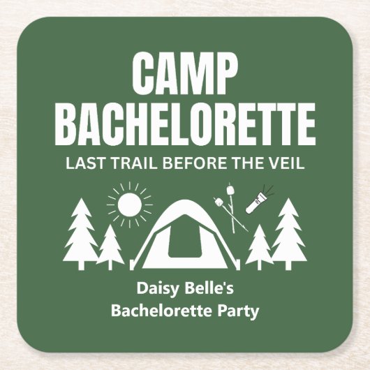 Camp Bachelorette Green  Kartonnen Onderzetters (Voorkant)