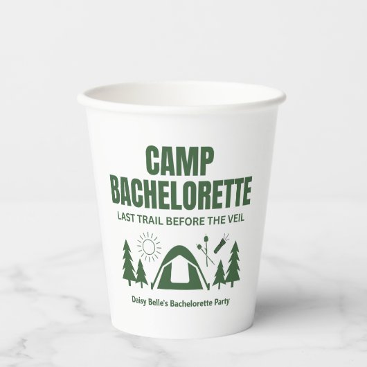 Camp Bachelorette Green Paper cup Papieren Bekers (Voorkant)
