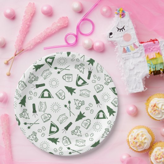 Camp Bachelorette Green Paper Napkin Papieren Bordje (Feest)
