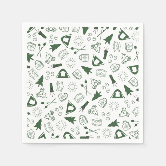 Camp Bachelorette Green Paper Napkin Servet (Voorkant)