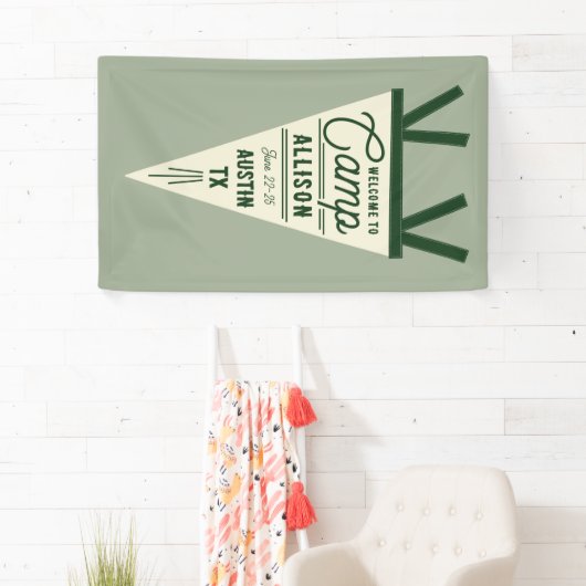 Camp Bachelorette Groene Wimpel Spandoek (Insitu)