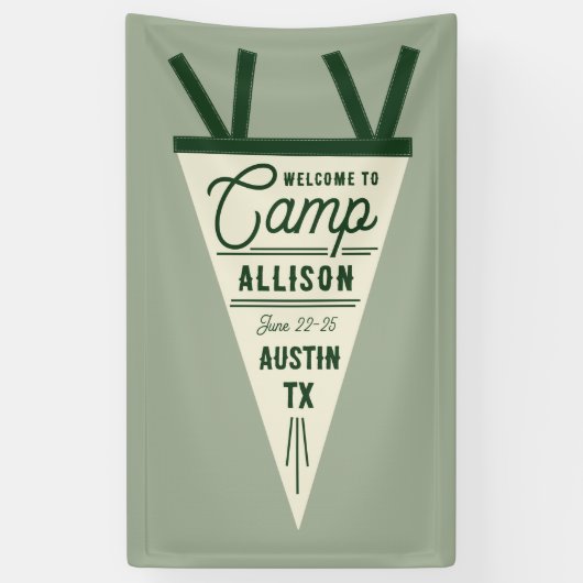 Camp Bachelorette Groene Wimpel Spandoek (Verticaal)