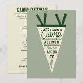 Camp Bachelorette Groene Wimpel Uitnodiging (Voorkant / Achterkant)