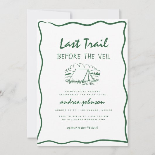 Camp Bachelorette Hand Drawn Itinerary Weekend Kaart (Voorkant)