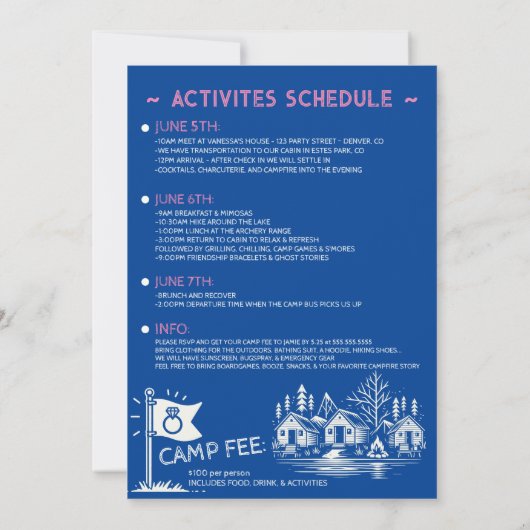 Camp Bachelorette Kaart (Achterkant)