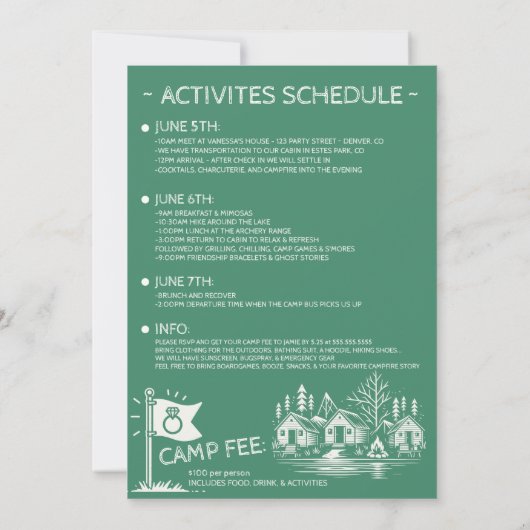 Camp Bachelorette Kaart (Achterkant)