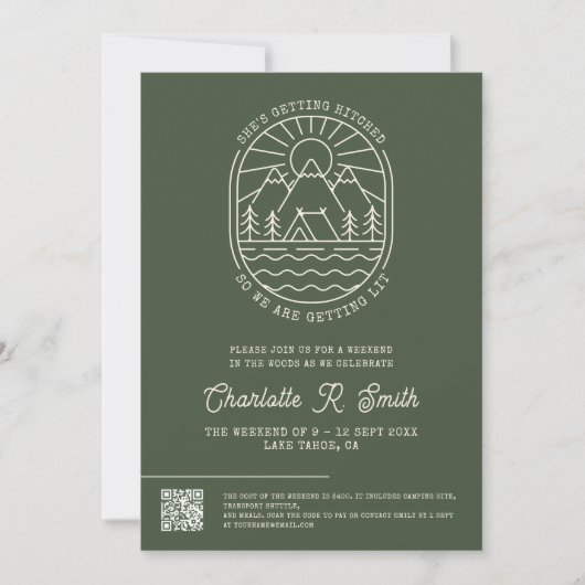 Camp Bachelorette Modern Rustiek Party Kaart (Voorkant)