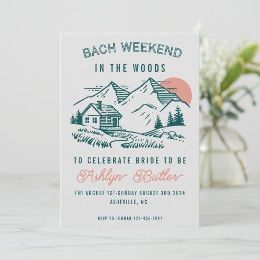 Camp Bachelorette Mountain Cabin Uitnodiging (Staand voorkant)