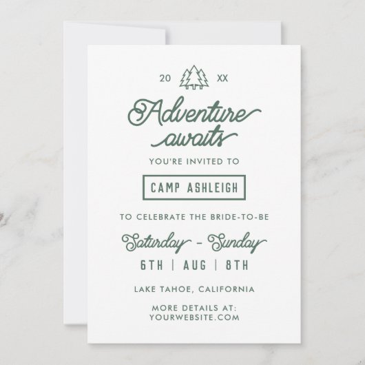 Camp Bachelorette Party Avontuur wacht Kaart (Voorkant)