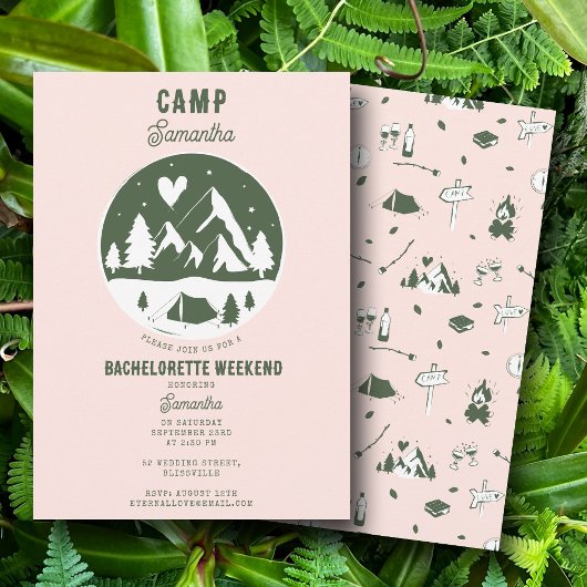 Camp Bachelorette Party Camping Bach Weekend Pink Kaart