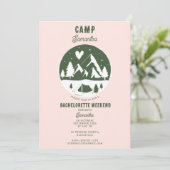 Camp Bachelorette Party Camping Bach Weekend Pink Kaart (Staand voorkant)
