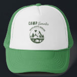 Camp Bachelorette Party Camping Bach Weekend Trucker Pet<br><div class="desc">A cute hand drawn design featuring bachelorette camping theme illustrations. This green and white camp bach weekend design is ideal for glamping camping bachelorette weekends,  camping girls trip bachelorette parties in mountain,  forest or lake locations.</div>