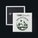 Camp Bachelorette Party Camping Bach Weekend Vierkante Button 5,1 Cm<br><div class="desc">A cute hand drawn design featuring bachelorette camping theme illustrations. This green and white camp bach weekend design is ideal for glamping camping bachelorette weekends,  camping girls trip bachelorette parties in mountain,  forest or lake destinations.</div>