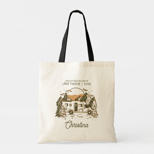 Camp Bachelorette Party  Camping Bruidsmeisje Tote Bag (Achterkant)
