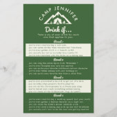 Camp Bachelorette Party Game Drink Als Bos Groen Flyer (Voorkant)