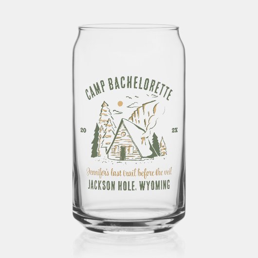 Camp Bachelorette Party Meisjes Camping Trip Custo Blikvorm Glas (Voorkant)