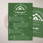 Camp Bachelorette Party Spel Durf Bos Groen Flyer