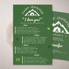 Camp Bachelorette Party Spel Durf Bos Groen Flyer